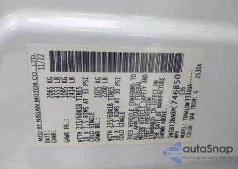 2023 Nissan Rogue Sv Fwd z USA, uszkodzony, nr VIN 5N1BT3BA0PC746850